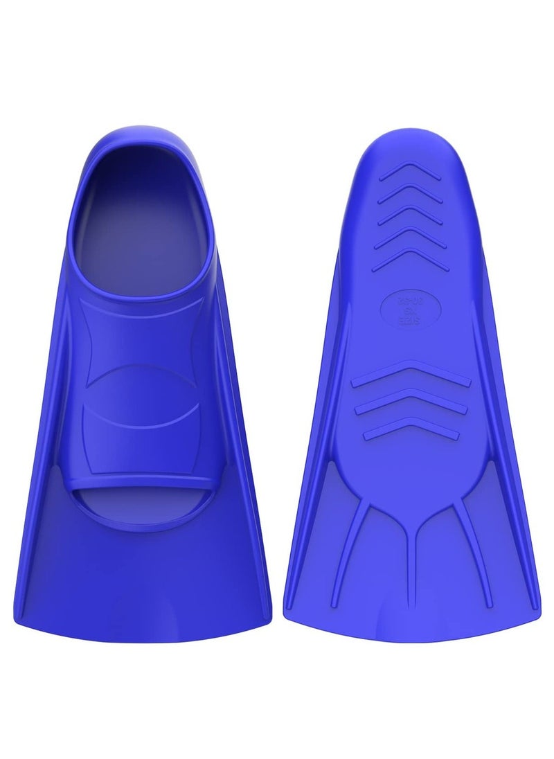 Swimming Fins, 8.27*3.35 inches Silicone Short Fins Adult Kids Professional Lightweight Diving Training Flippers for Snorkeling, and Blue