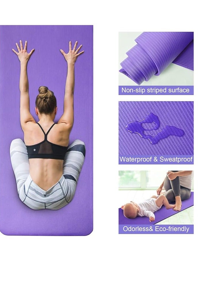 Yoga Mat Non Slip, Yoga Mat with Strap Included 10mm Thick Exercise Mat Ideal for HiiT, Pilates, Yoga and Many Other Home Workouts