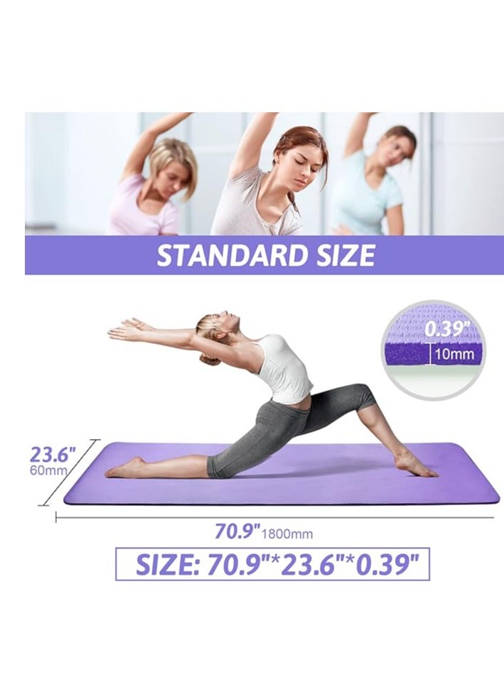 Yoga Mat Non Slip, Yoga Mat with Strap Included 10mm Thick Exercise Mat Ideal for HiiT, Pilates, Yoga and Many Other Home Workouts