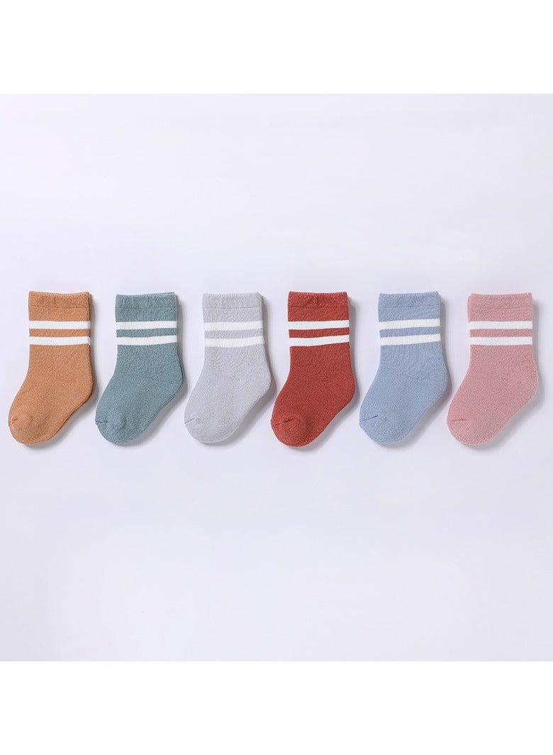 6 Pairs Of Thickened Warm Terry Socks For Infants And Young Children