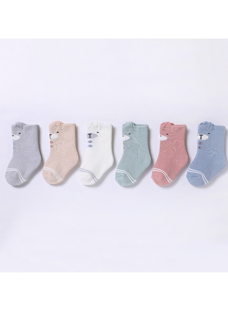 6 Pairs Of Thickened Warm Terry Socks For Infants And Young Children