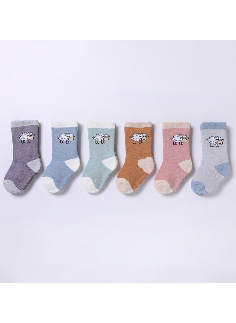 6 Pairs Of Thickened Warm Terry Socks For Infants And Young Children