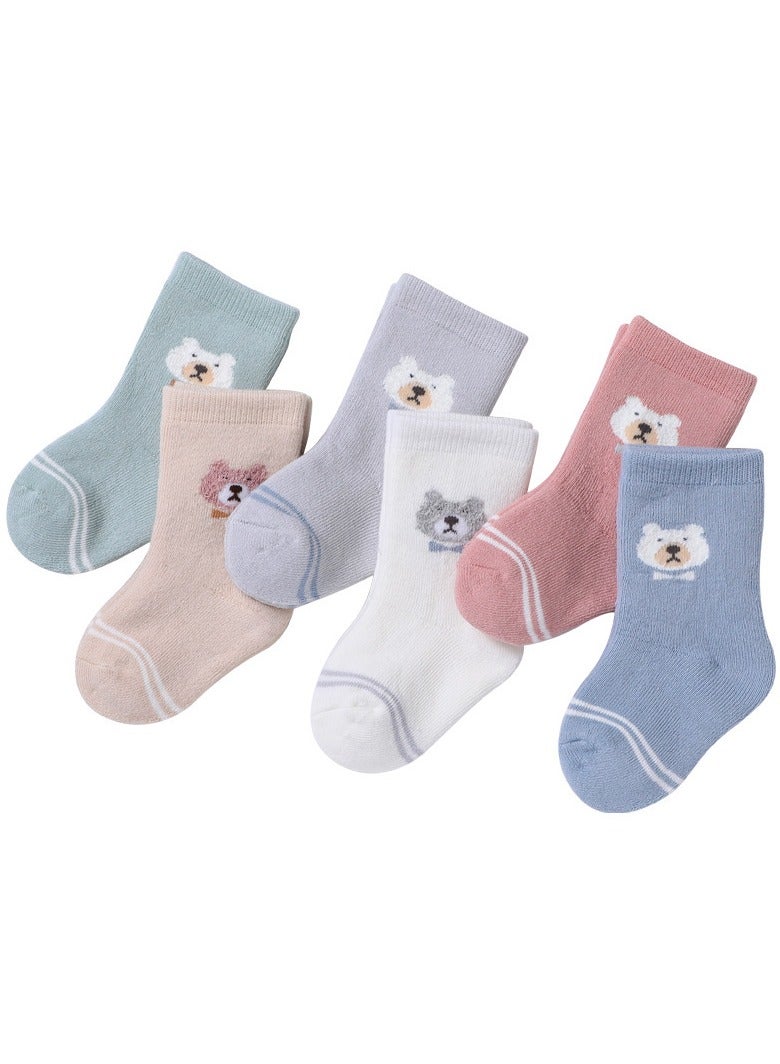 6 Pairs Of Thickened Warm Terry Socks For Infants And Young Children