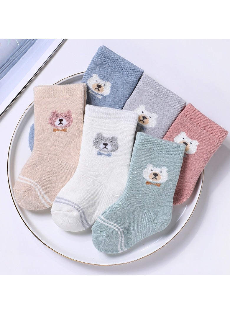 6 Pairs Of Thickened Warm Terry Socks For Infants And Young Children