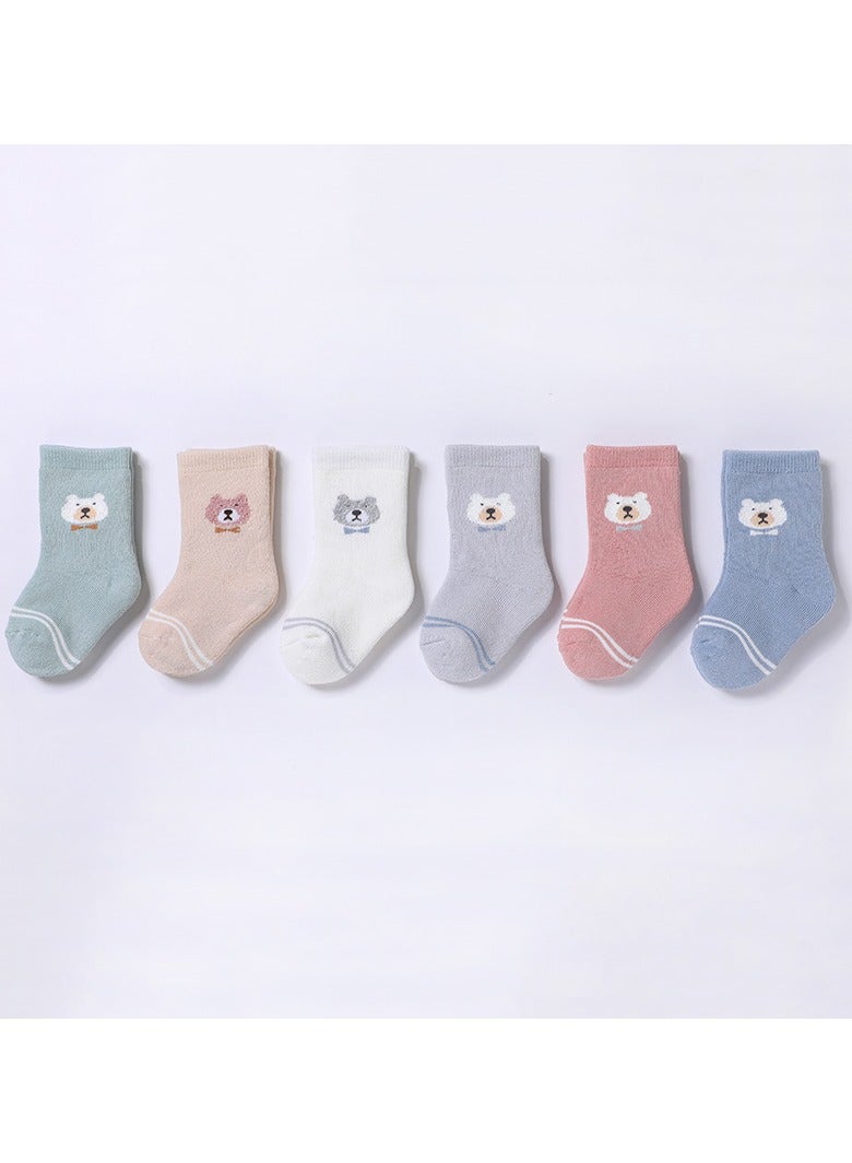 6 Pairs Of Thickened Warm Terry Socks For Infants And Young Children