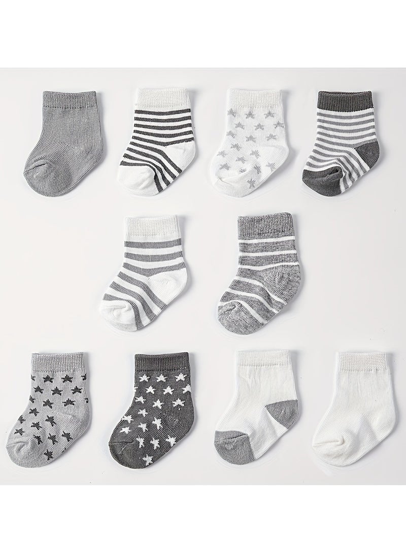 10 Pairs Of Infant And Toddler Four-Season Short Socks And Mid-Tube Socks