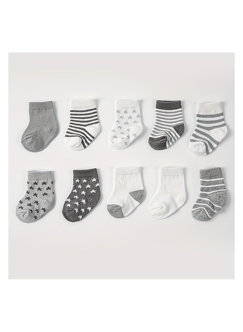 10 Pairs Of Infant And Toddler Four-Season Short Socks And Mid-Tube Socks