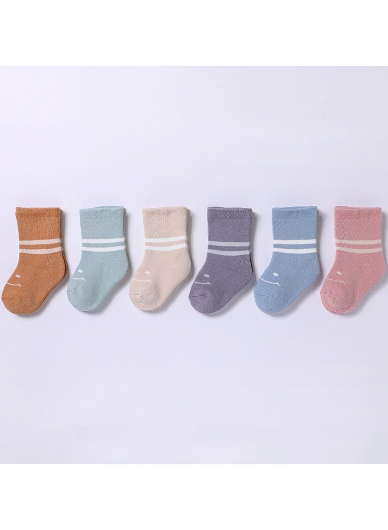 6 Pairs Of Thickened Warm Terry Socks For Infants And Young Children