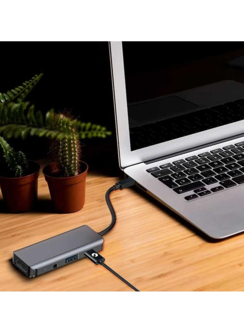 4 In1 USB-C Hub Type-C PD 100W HDMI USB 3.5Mm Aux Grey