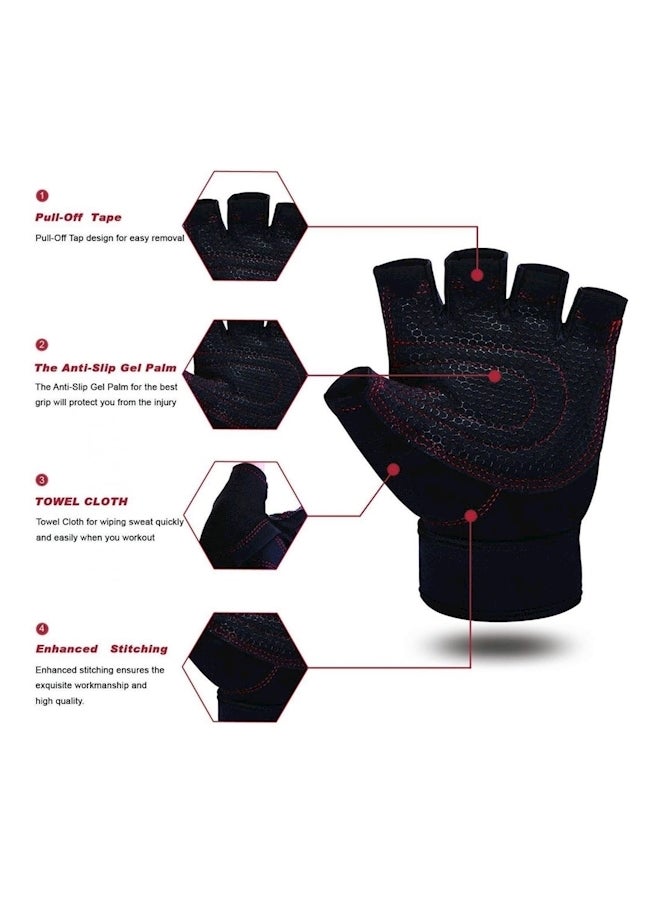 Anti-Slip Adjustable Velcro Strap Weightlifting Gloves XL