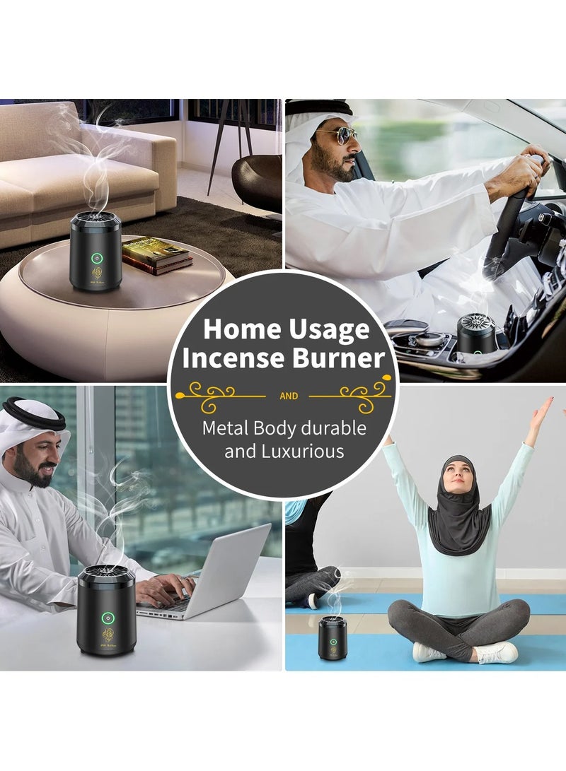 2024 Portable Electric Bakhoor Spice Diffuser – USB-Powered Oud Bukhoor Incense Burner with Smart Chip Safety, Perfect for Home, Car, Travel | Modern Aromatherapy with Adjustable Settings, Auto Shut-Off & Long Battery Life