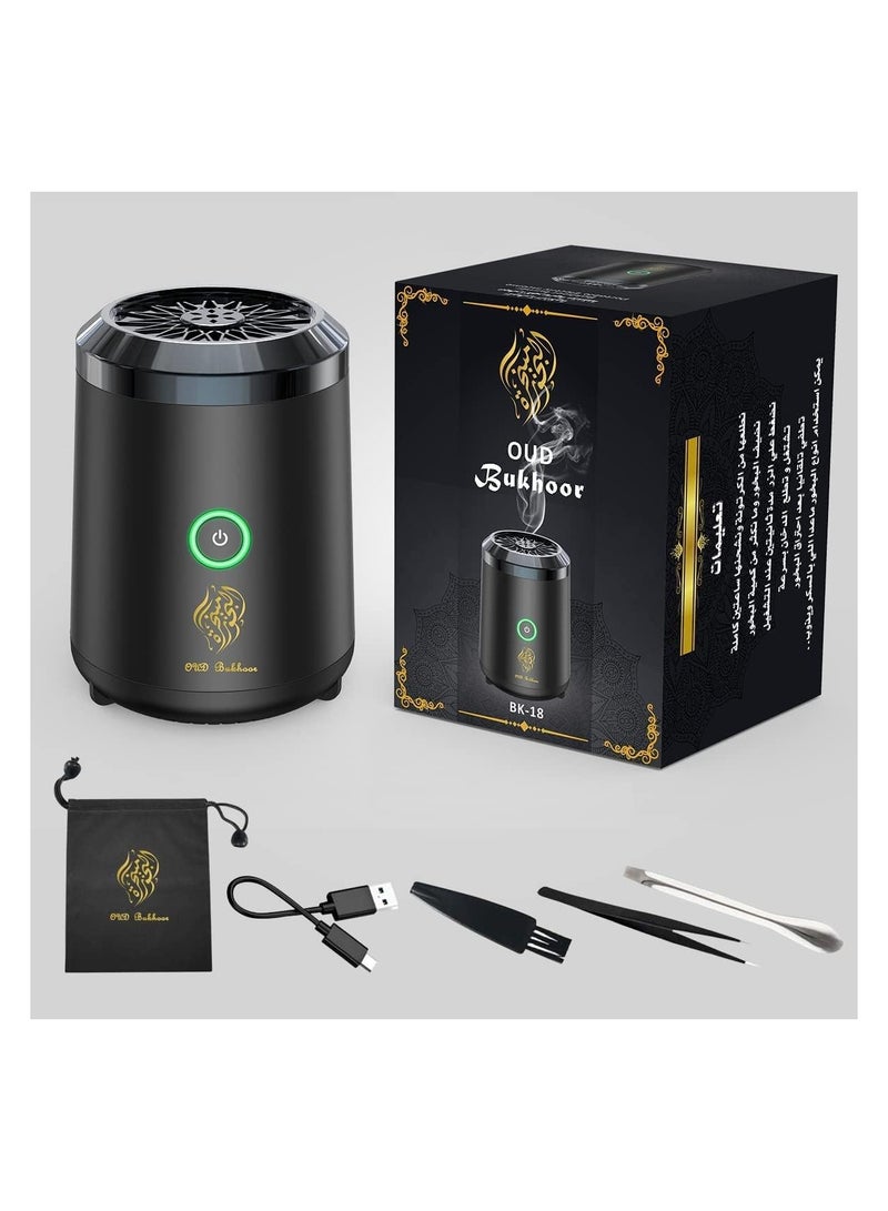 2024 Portable Electric Bakhoor Spice Diffuser – USB-Powered Oud Bukhoor Incense Burner with Smart Chip Safety, Perfect for Home, Car, Travel | Modern Aromatherapy with Adjustable Settings, Auto Shut-Off & Long Battery Life