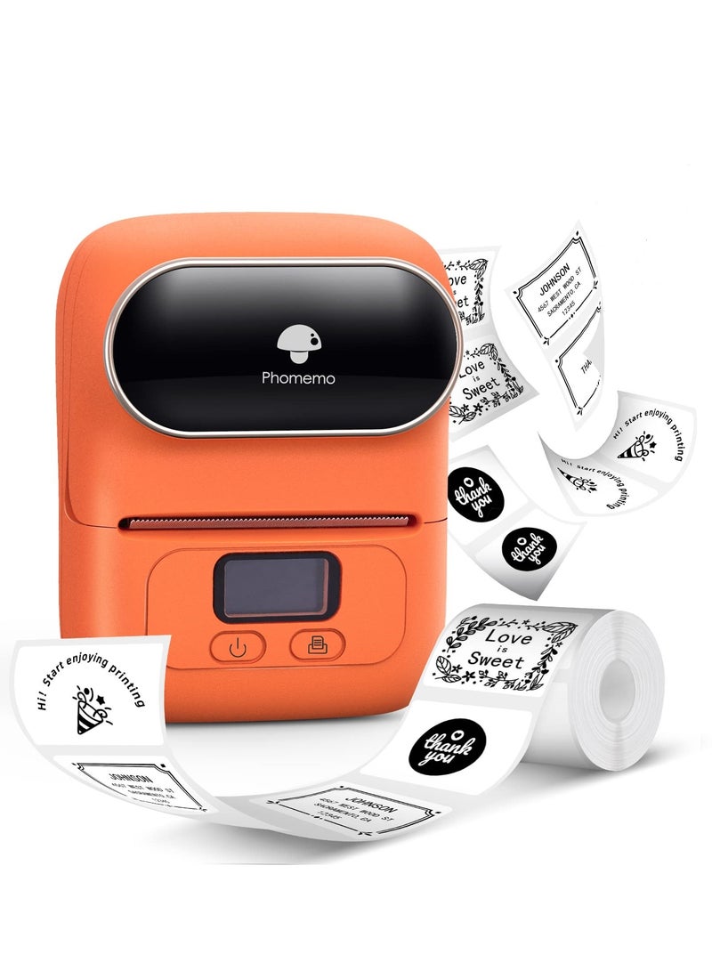 Phomemo M110 Portable Thermal Label Printer Bluetooth Connection Apply For Labeling Shipping Office Cable Retail Barcode And Black