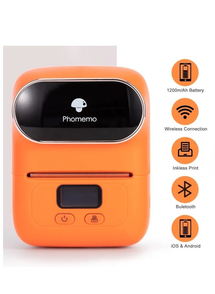 Phomemo M110 Portable Thermal Label Printer Bluetooth Connection Apply For Labeling Shipping Office Cable Retail Barcode And Black