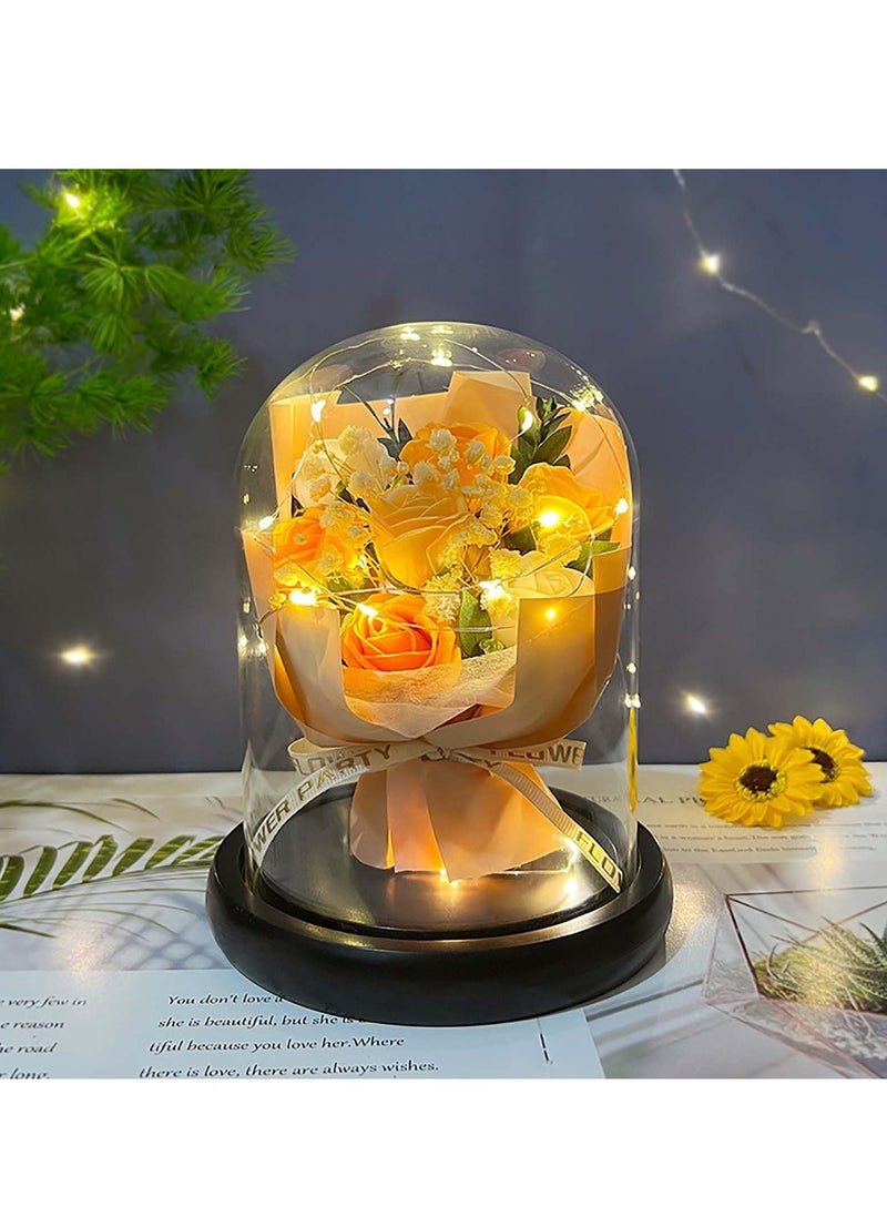 Rose Flower Gift Roses Gifts for Women Forever Eternal Rose in Glass Dome LED Light Up Rose Light Everlasting Romantic for Her Mothers s Day Birthday Gifts for Her Mom Grandma Wife