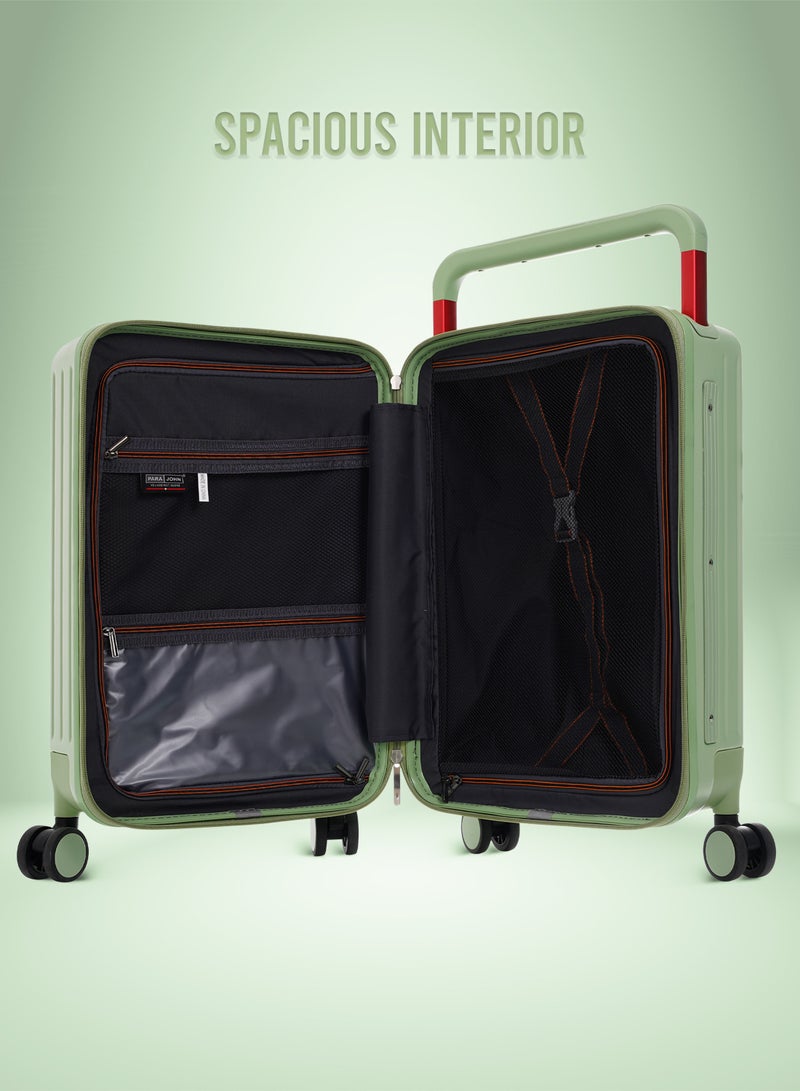 Wide Handle Cabin Luggage Trolley For Ultimate Fashion Travel Elegance Green