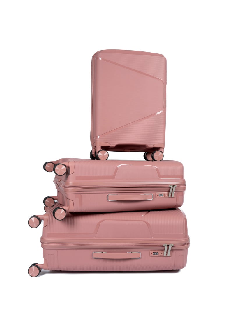 Unbreakable Travel Luggage Set with Hand Carry Trolley and Suitcases Featuring Double Spinner Wheels