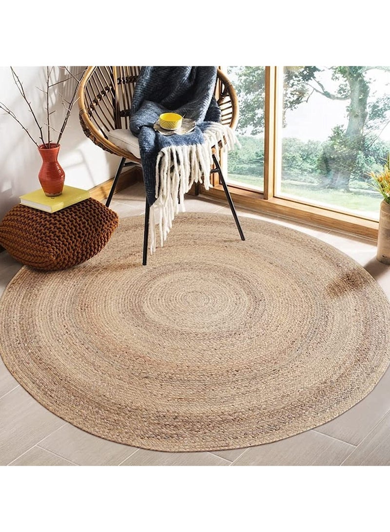 Jute Rug Carpet Floor Mat Round Shape Jute Carpet Hand Woven Natural Jute Rug Hand Braided Round Jute Carpet Doormat Natural Jute Floor Mat For Home Office