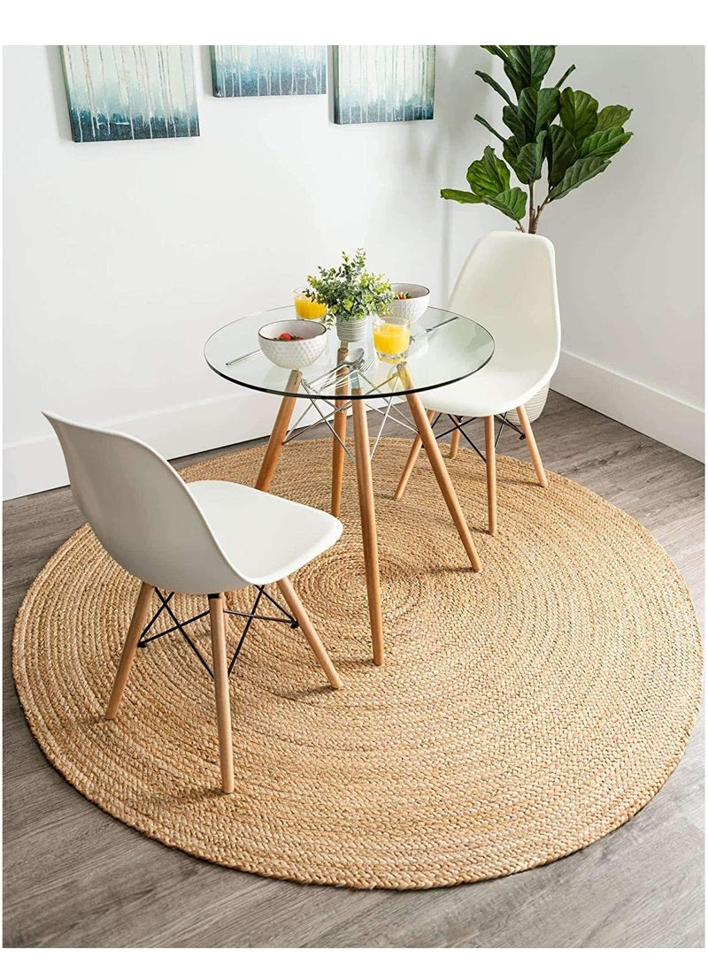 Jute Rug Carpet Floor Mat Round Shape Jute Carpet Hand Woven Natural Jute Rug Hand Braided Round Jute Carpet Doormat Natural Jute Floor Mat For Home Office