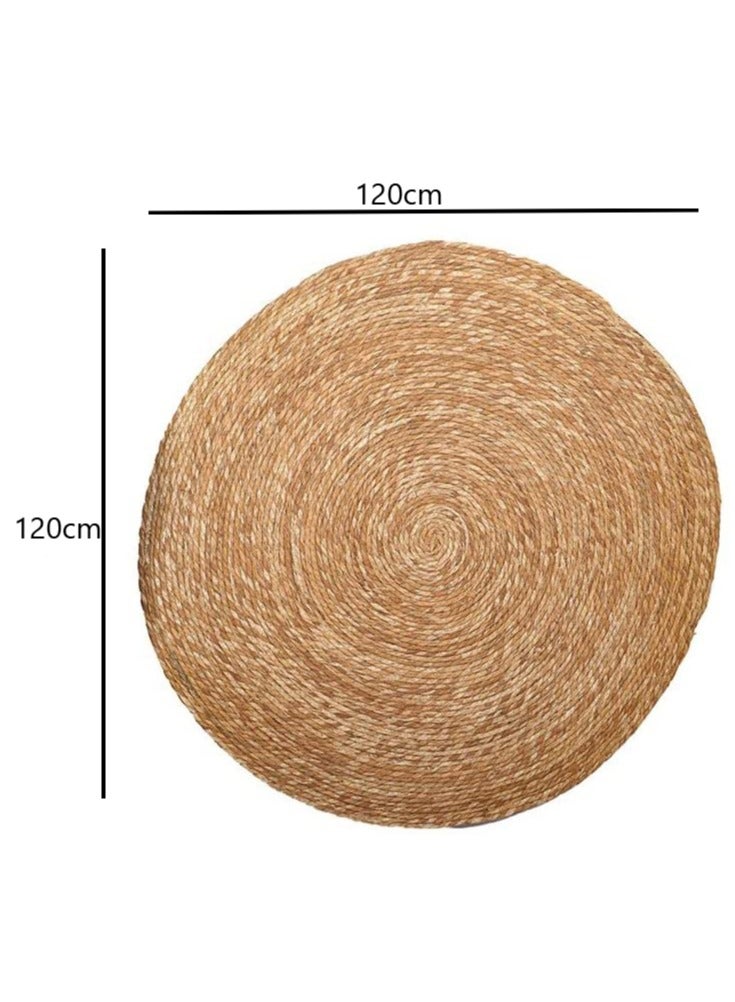Handwoven Natural Jute Rug Rustic Vintage Braided Reversible Rug Carpet Simple Design Round Jute Rug Carpet Doormat Natural Braided Floor Mat Rugs For Kitchen Hallway Bedroom