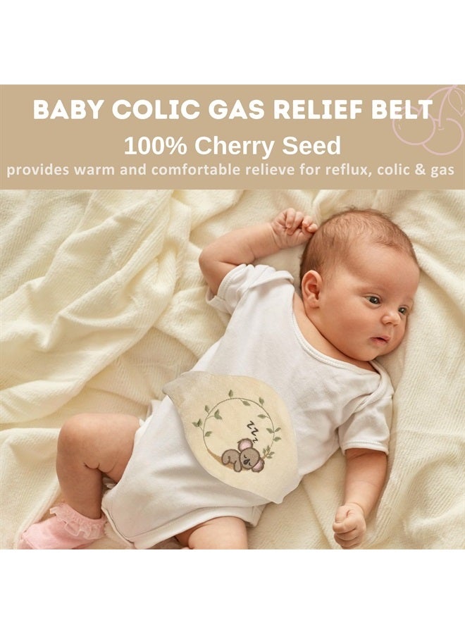 Baby Colic Gas and Upset Stomach Relief for Newborns-100% Cherry Seed-Heated Tummy Wrap-Colic Baby Swaddling Belt for Natural Relief–Soothing and Calming (Beige)