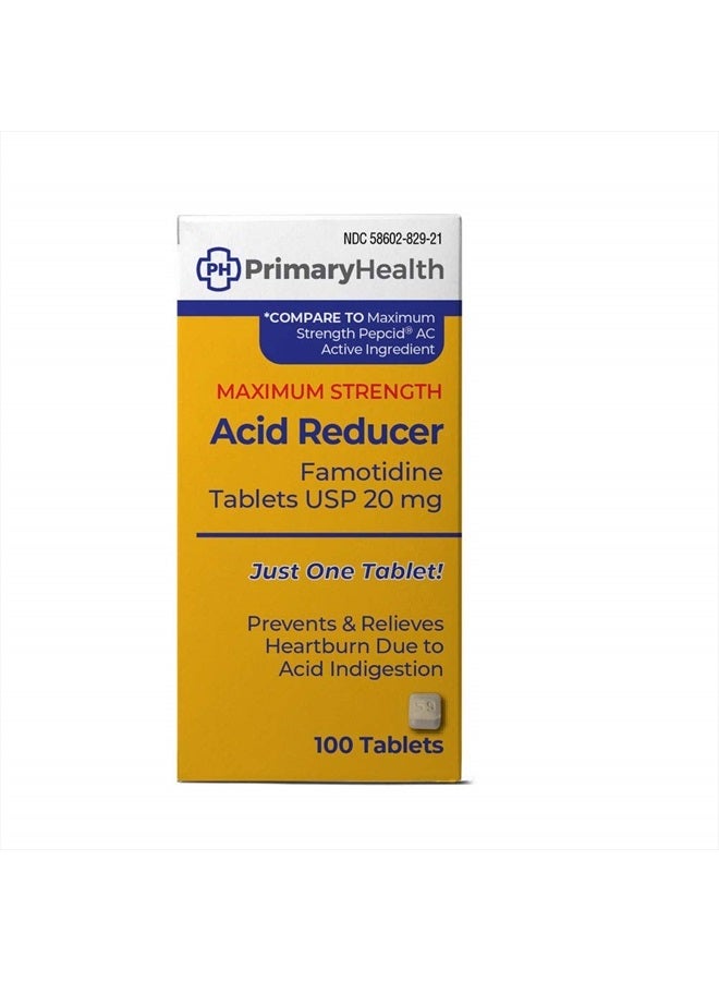 Maximum Strength Acid Reducer Famotidine 20mg Tablets, 100Count