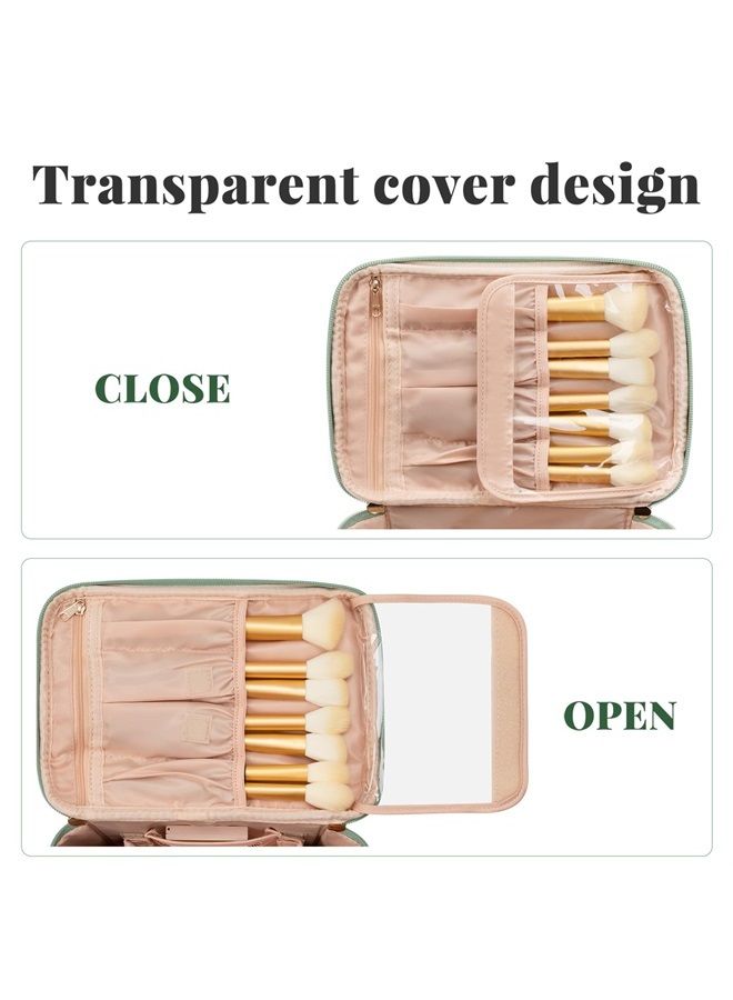 Makeup Bag,Large Travel Makeup Bag Organizer Cosmetic Bags for Women Washable Make Up Bag Makeup Organizer Case with Dividers - Large,Embossed Rhombus Green