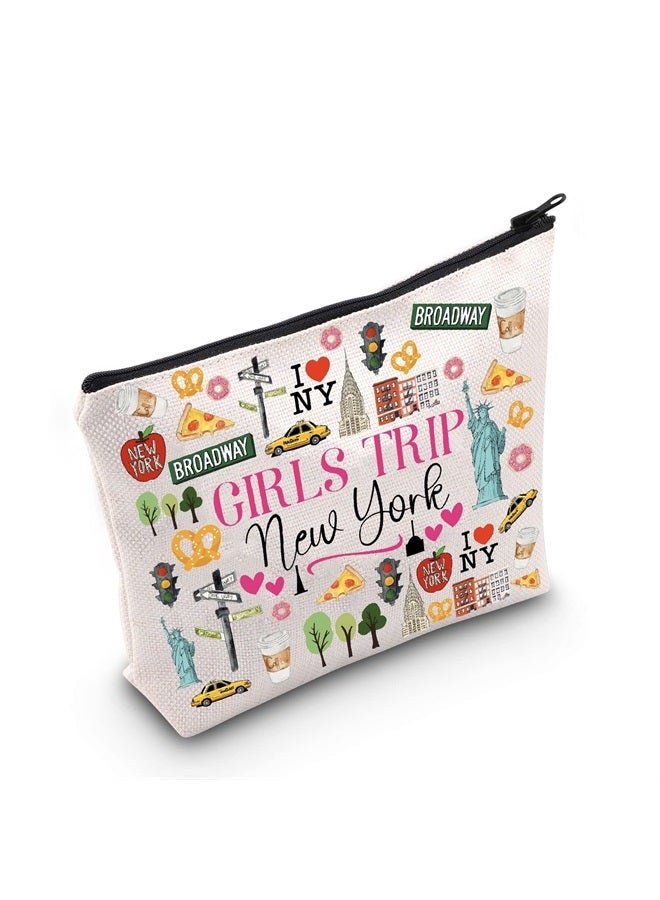 New York Vacation Gift Girls Trip New York Zipper pouch Travel Cosmetic Bag Girls Weekend Gift (Girls Trip New York Cosmetic Bag)