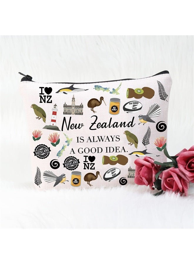 New Zealand Inspired Gift New Zealand Is Always A Good Idea Cosmetic Bag New Zealand Lover Gift (New Zealand Is Always Cosmetic Bag)