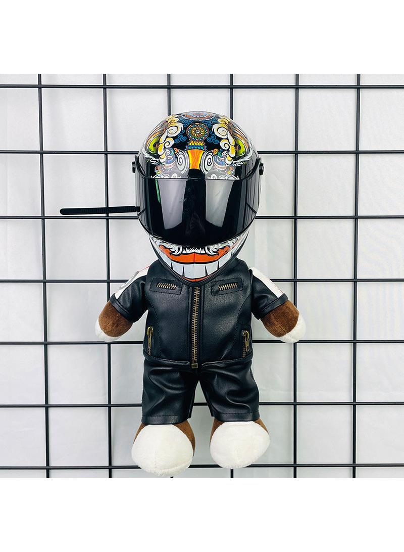 Mini Style Full Face Plush Toy Helmet Motorcycle Lover’s Small Racing Crash Helmet Souvenir Ornament Desk Decorator Motorsport Fans Gift 30cm