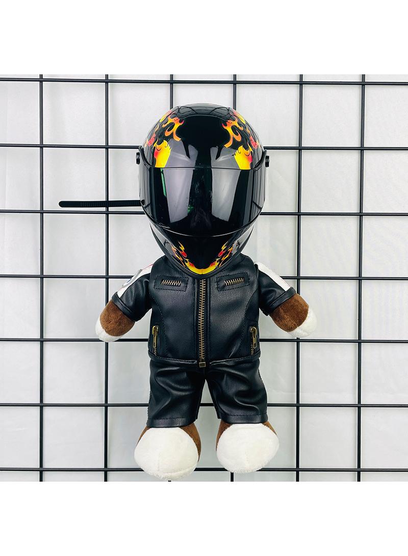 Mini Style Full Face Plush Toy Helmet Motorcycle Lover’s Small Racing Crash Helmet Souvenir Ornament Desk Decorator Motorsport Fans Gift 30cm