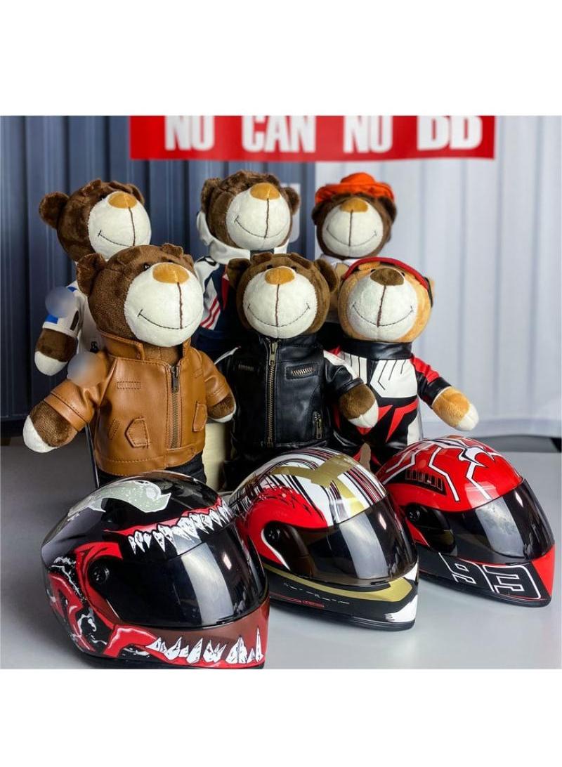 Mini Style Full Face Plush Toy Helmet Motorcycle Lover’s Small Racing Crash Helmet Souvenir Ornament Desk Decorator Motorsport Fans Gift 30cm