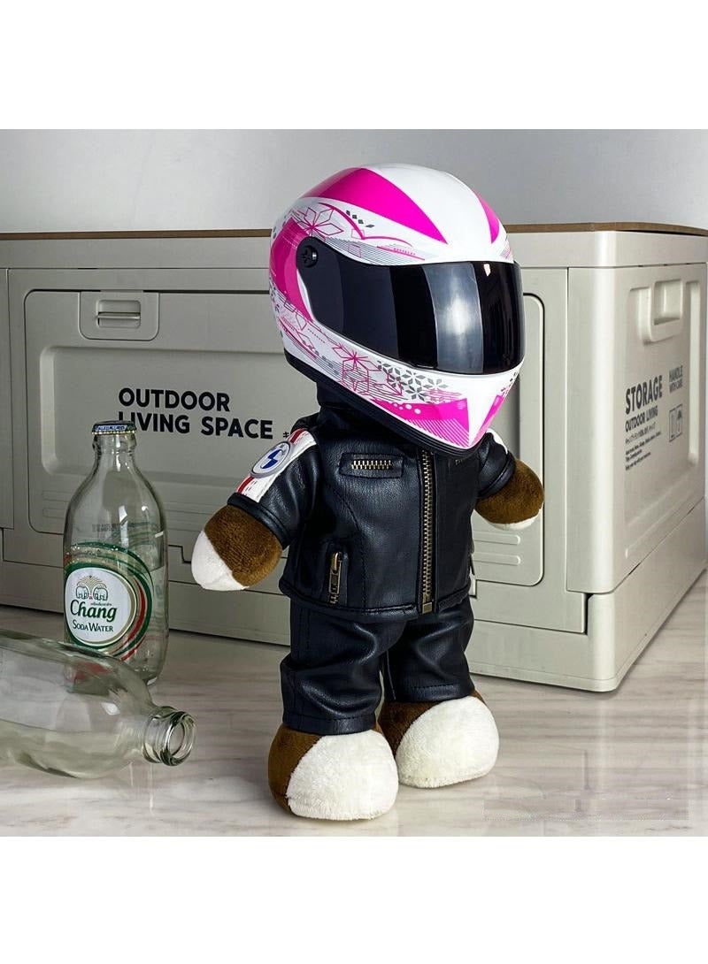 Mini Style Full Face Plush Toy Helmet Motorcycle Lover’s Small Racing Crash Helmet Souvenir Ornament Desk Decorator Motorsport Fans Gift 30cm