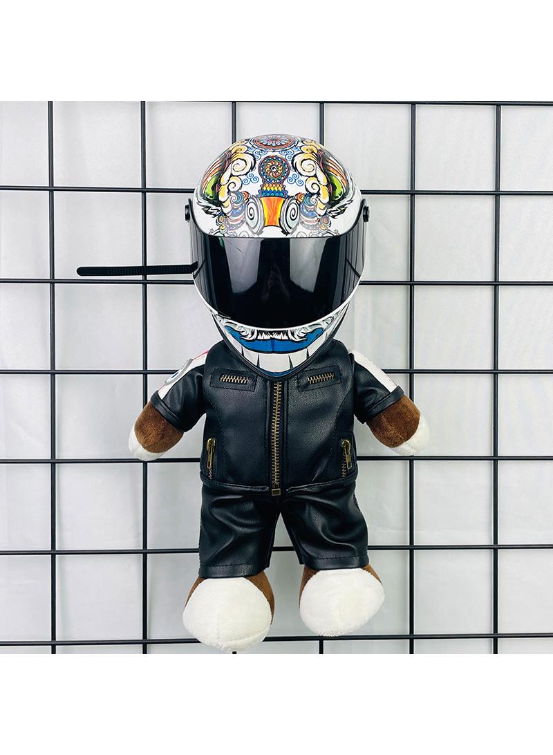 Mini Style Full Face Plush Toy Helmet Motorcycle Lover’s Small Racing Crash Helmet Souvenir Ornament Desk Decorator Motorsport Fans Gift 30cm