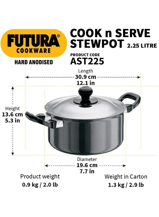 Futura L33 Hard Anodised Cook and Serve Stewpot 2.25-Liter