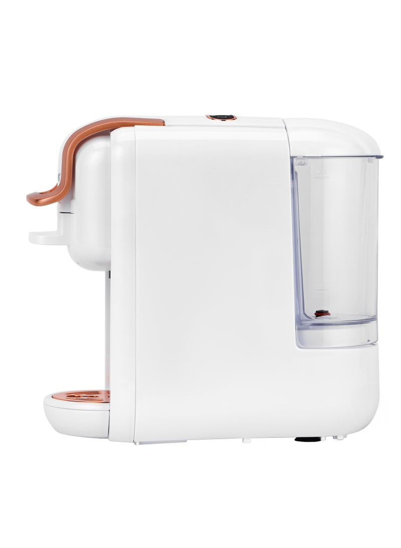 4-in-1 Capsule Coffee Machine | Compatible with all Brand Capsules | Fast Heating System, One-Touch Button Operation| 20 bar  pump, Removable 0.6L Water Tank , Mini Size Fits Anywhere | 2 Years Warranty 600 ml 1450 W GCM41526-WT White/Rose Gold