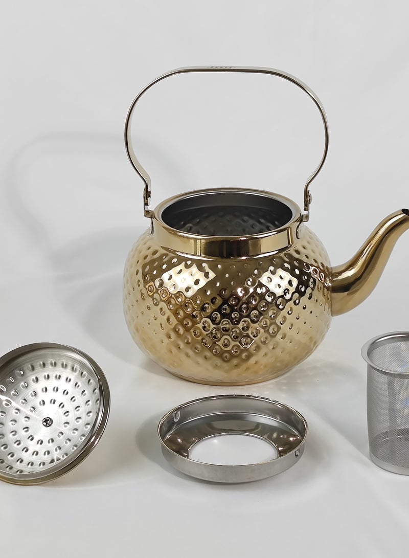 Teapot with Removable Infuser, 1.6L Stainless steel Coffee & Tea Pots - Perfect filter for Loose Leaf Tea or Tea (Gold