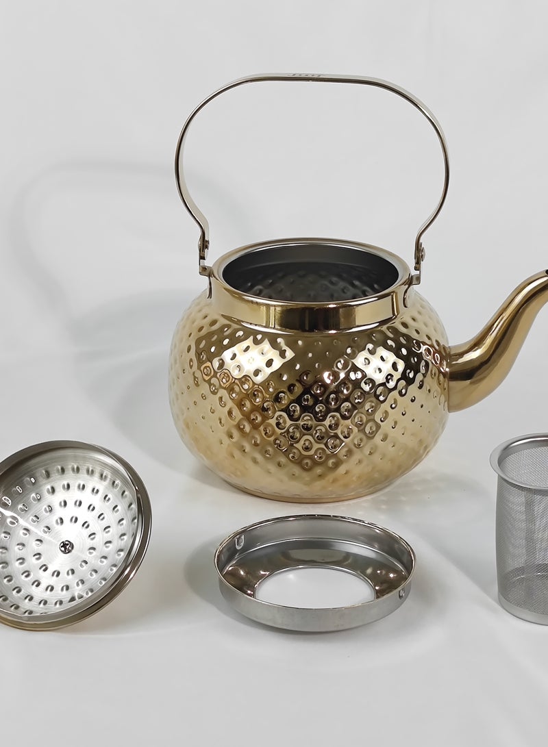 Teapot with Removable Infuser, 1.6L Stainless steel Coffee & Tea Pots - Perfect filter for Loose Leaf Tea or Tea (Gold