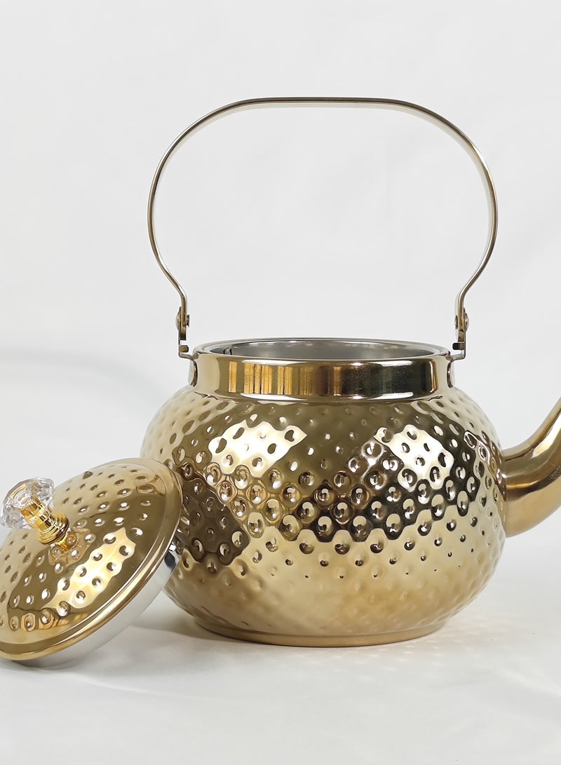 Teapot with Removable Infuser, 1.6L Stainless steel Coffee & Tea Pots - Perfect filter for Loose Leaf Tea or Tea (Gold