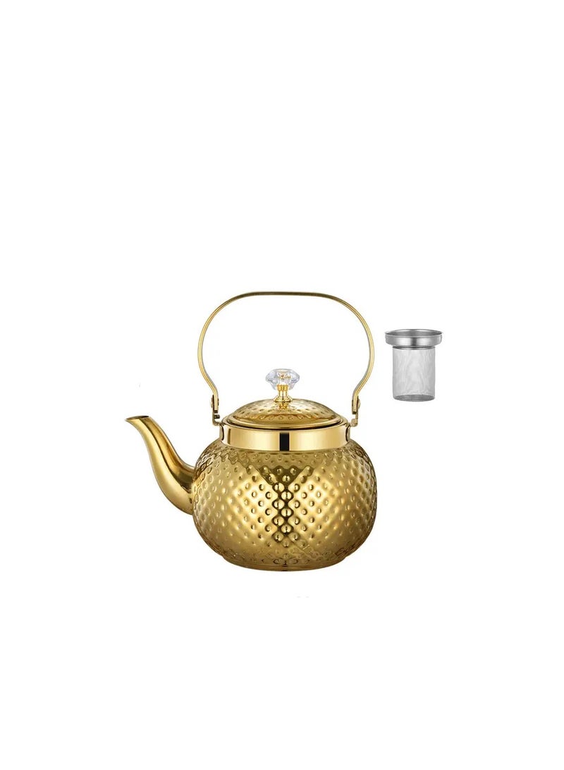 Teapot with Removable Infuser, 1.6L Stainless steel Coffee & Tea Pots - Perfect filter for Loose Leaf Tea or Tea (Gold