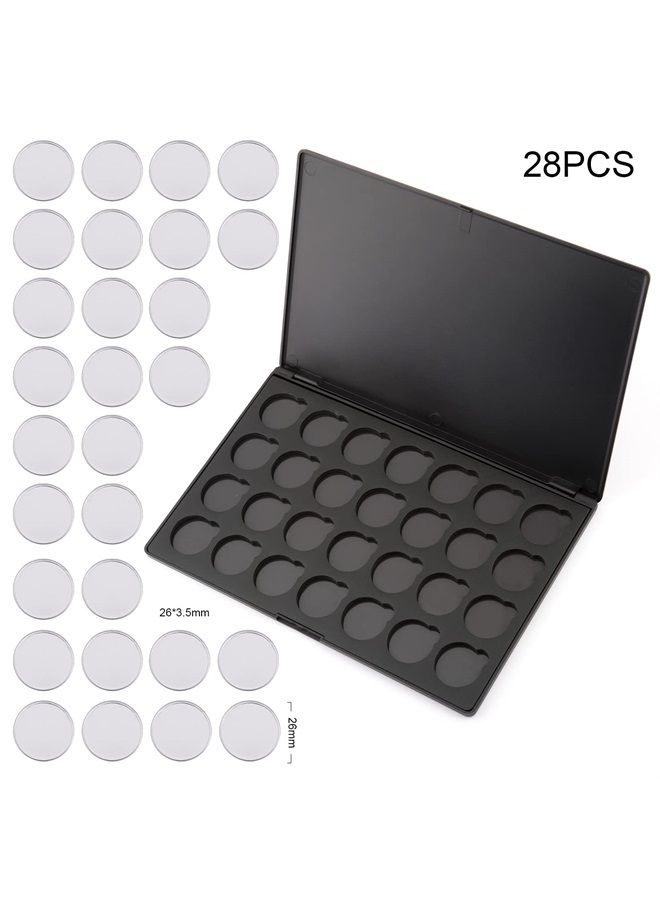 Empty Magnetic Eyeshadow Makeup Palette with 28Pcs 26mm Round Metal Pans