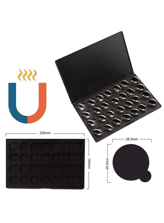 Empty Magnetic Eyeshadow Makeup Palette with 28Pcs 26mm Round Metal Pans