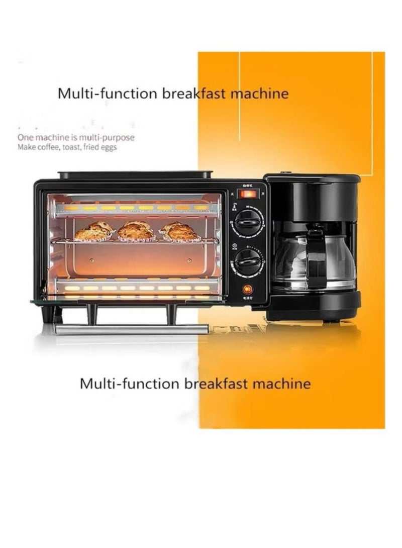 3 in 1 Breakfast Maker 1500W with 9L Oven All-in-One Coffee Maker, Toaster Oven & Griddle – Compact Multifunctional Breakfast Station for Quick & Easy Meals at Home