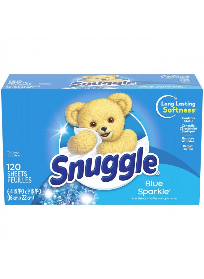 Snuggle Blue Sparkle Fabric Softener Dryer Sheets, 120 Count