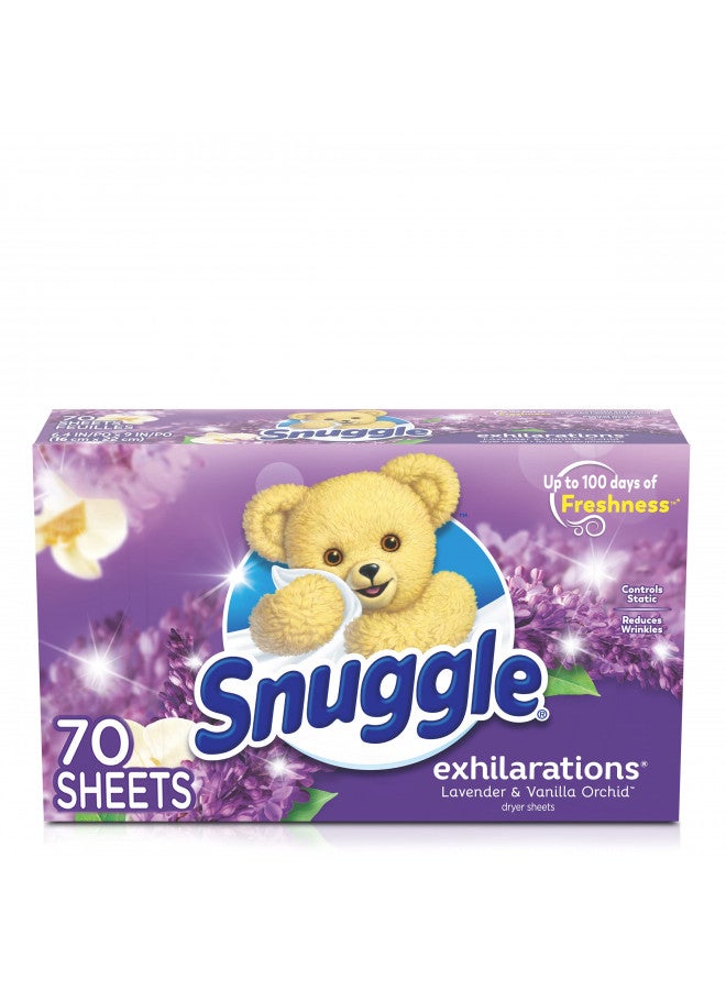 Snuggle Exhilarations Fabric Softener Dryer Sheets, Lavender & Vanilla Orchid, 70 Count