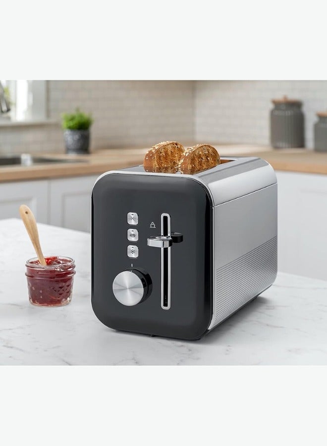 2-Slice Toaster with Extra-Wide Slots, Stainless Steel, 3 Functions: Bagel, Defrost, Cancel – Adjustable Browning Control & Removable Crumb Tray