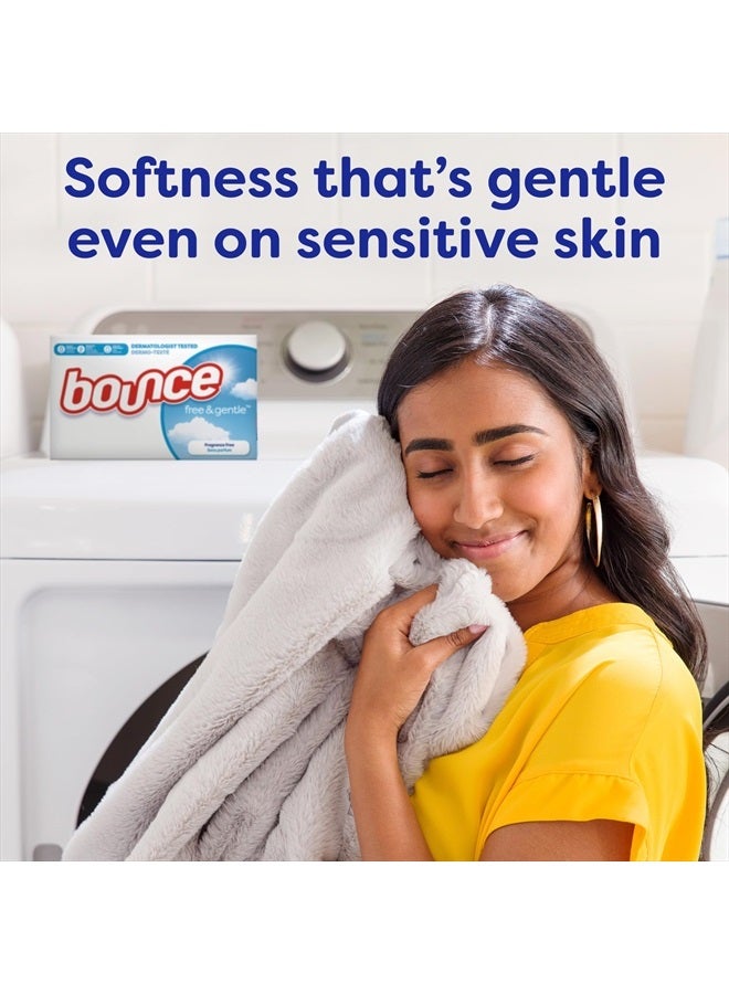 Free & Gentle Unscented Fabric Softener Dryer Sheets for Sensitive Skin, 120 Count