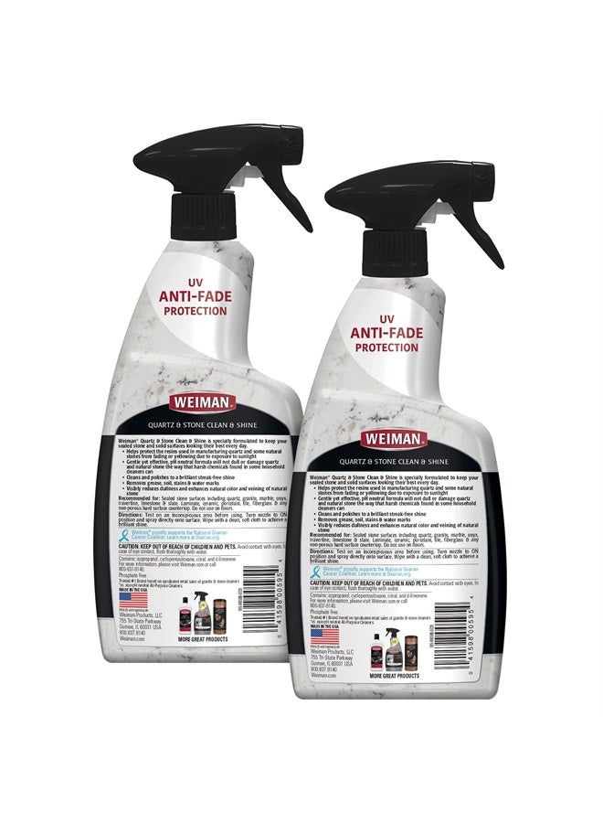 Quartz Countertop Cleaner and Polish - 24 Ounce (2 Pack w/MicroFiber Towel Included) - Clean and Shine Your Quartz Countertops Islands and Stone Surfaces with UV Protection