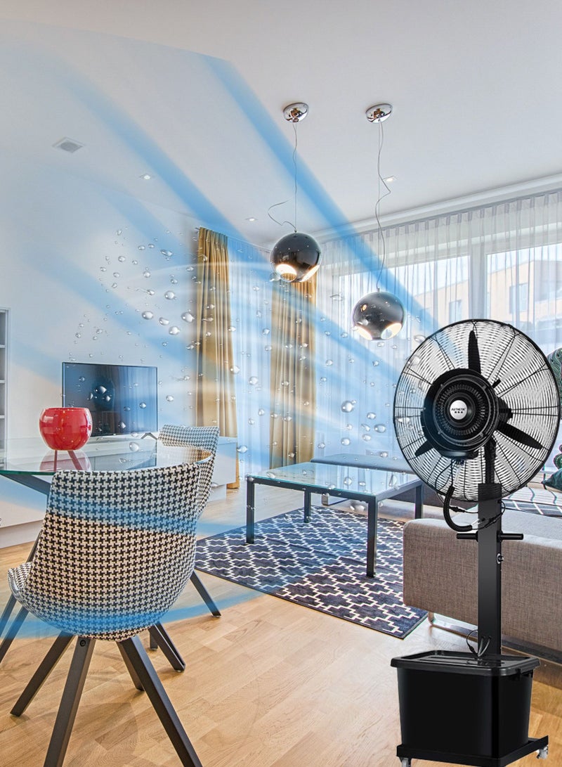 26 Inch Industrial Misting Fan Stand Atomizing Fan Heavy Duty Water Mist Fan 3 Cooling Speeds 41L Tank Water Spray Cooler Fan For Outdoor Indoor Garden Warehouse Factory