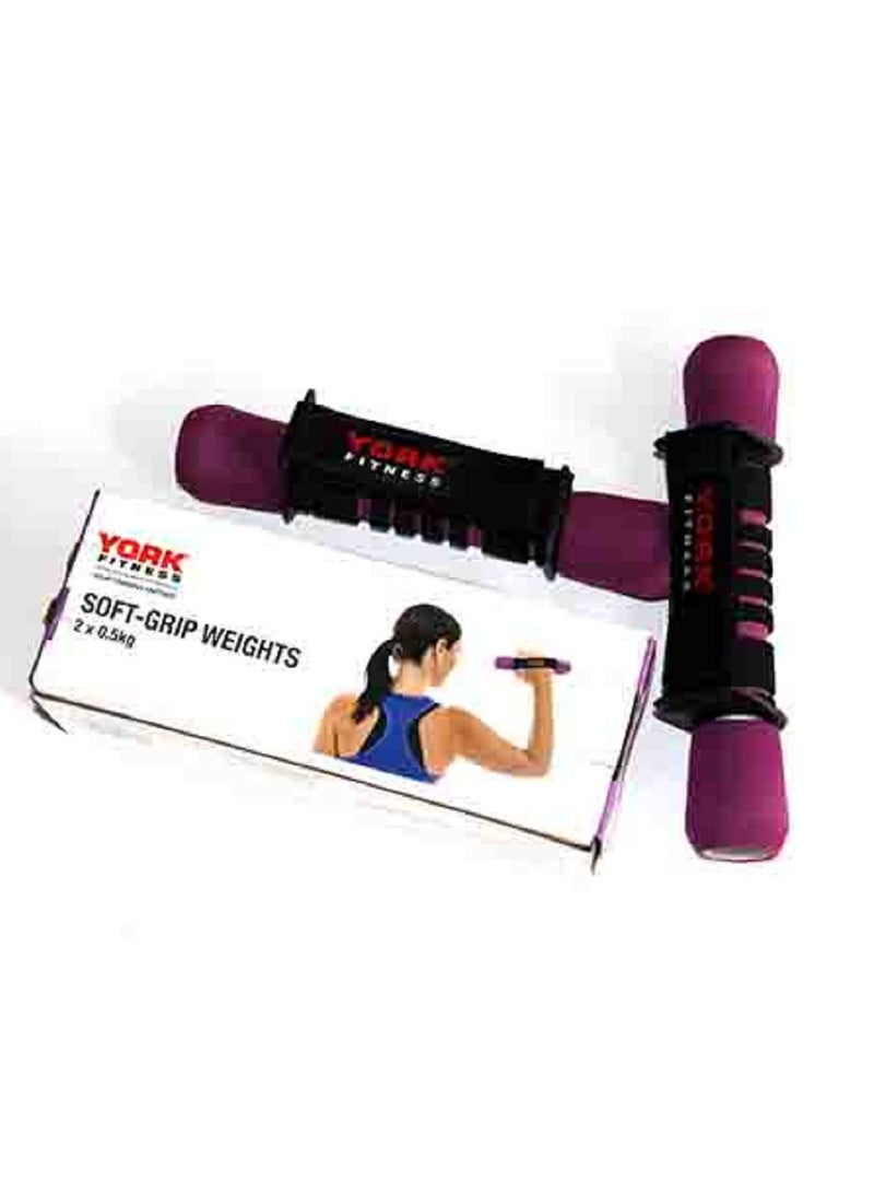 Pair Of Soft Grip Hand Weights 0.5kg